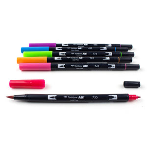 Dual Brush Pen Art Markers, Bright, 6-Pack