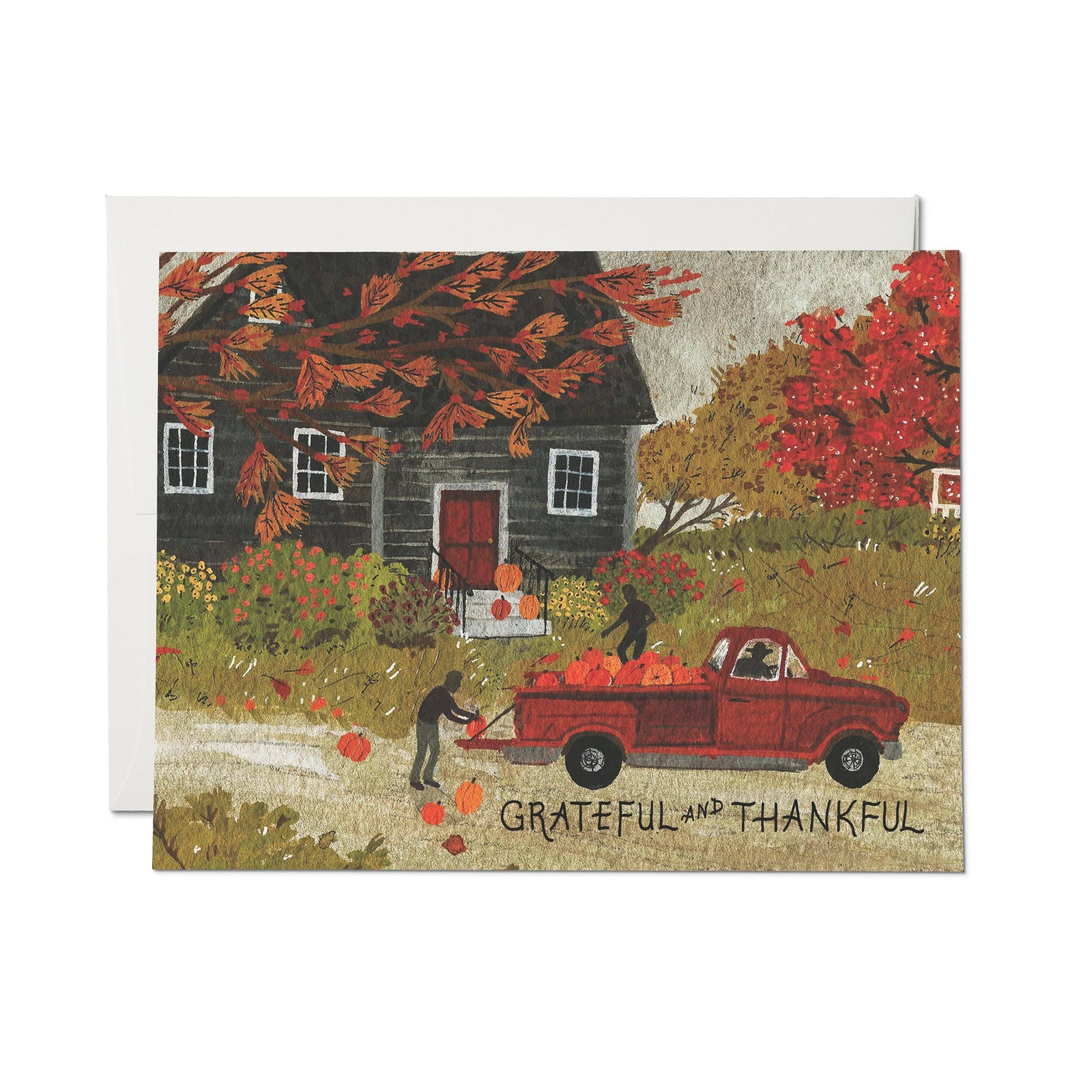 Pumpkin Truck Thank You greeting card: Single