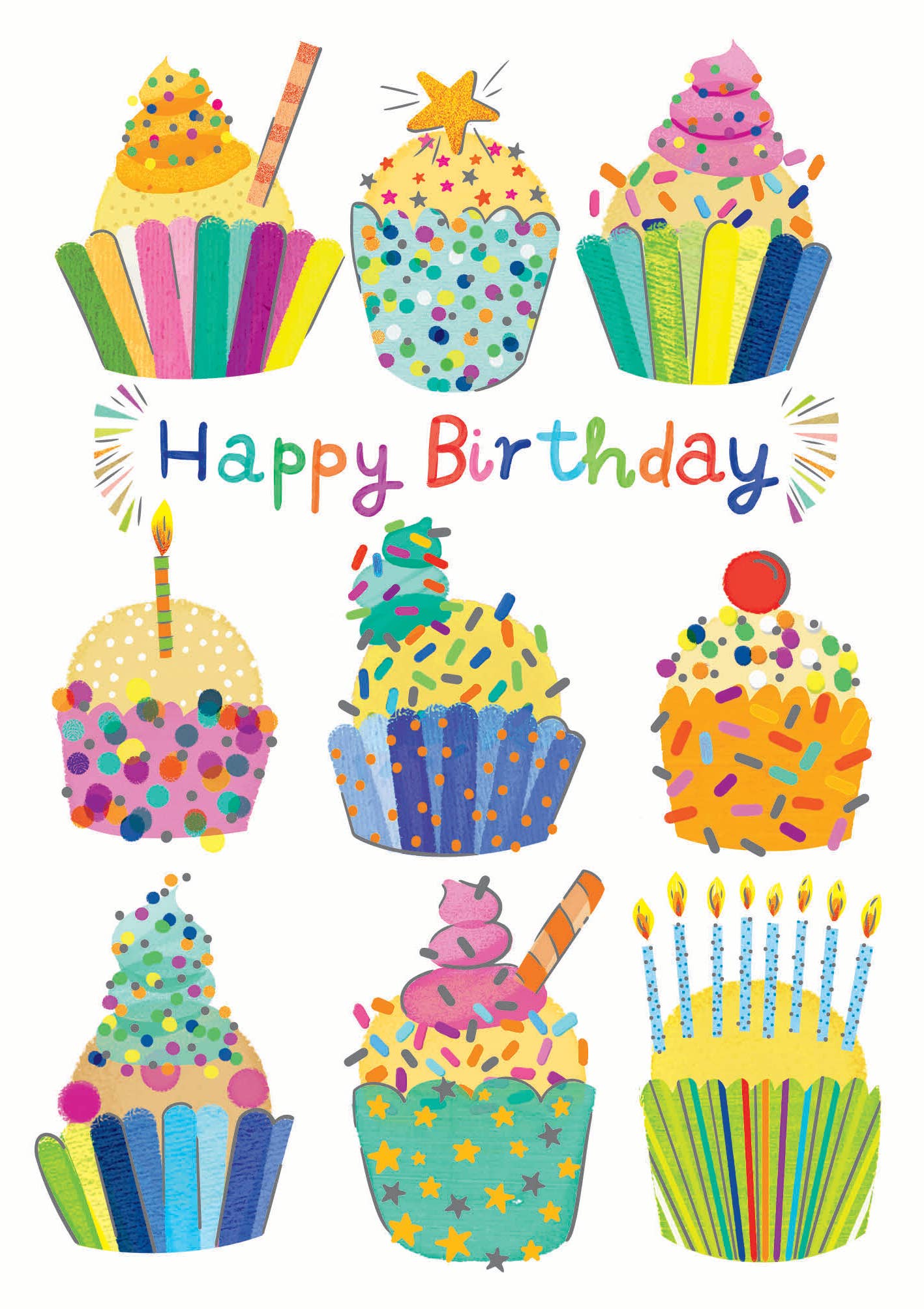 BIRTHDAY CUPCAKE GREETING CARD PAPER ROSE