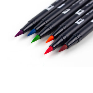 Dual Brush Pen Art Markers, Bright, 6-Pack