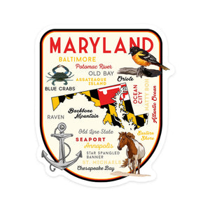 Vinyl Sticker Maryland, Typography and Icons