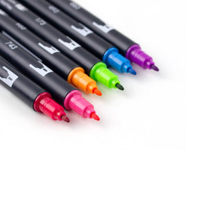 Dual Brush Pen Art Markers, Bright, 6-Pack