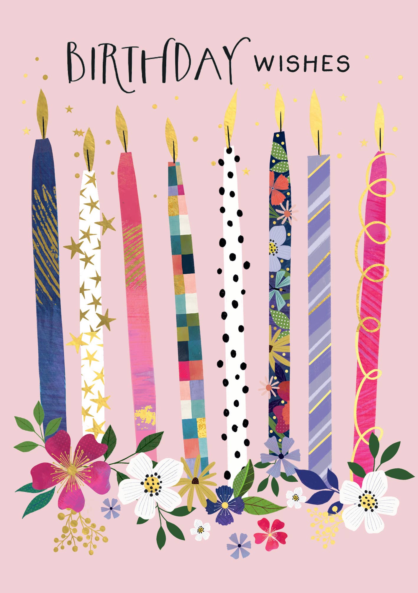 BIRTHDAY CANDLES GREETING CARD PAPER ROSE